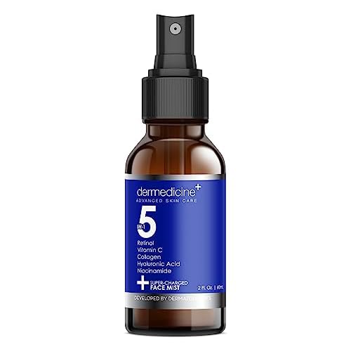 5 in 1 Super Charged Anti-Aging Face Mist w/Retinol, Vitamin C, Collagen, Hyaluronic Acid & Niacinamide | Hydrates, Refreshes & Brightens for a More Glowing Complexion | 2 fl oz, 60 ml