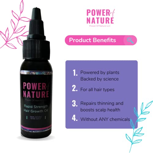 Power Of Nature Rapid Strength Growth Hair Oil - Natural Hair Regrowth and Hair Loss Treatment for All Hair Types - Thicker, Fuller, Visibly Longer, Stronger Hair (2 oz.)