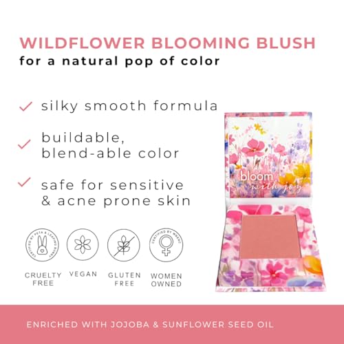 Honeybee Gardens Wildflower Blooming Blush, Vegan Pressed Powder, 0.14oz