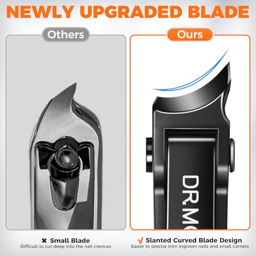 Toenail Clippers for Seniors Thick Toenails,2024 New Large Slanted Nail Clippers for Men Thick Ingrown Nails with Wide Opening, Angled Head Nail Clipper Cutter with Catcher