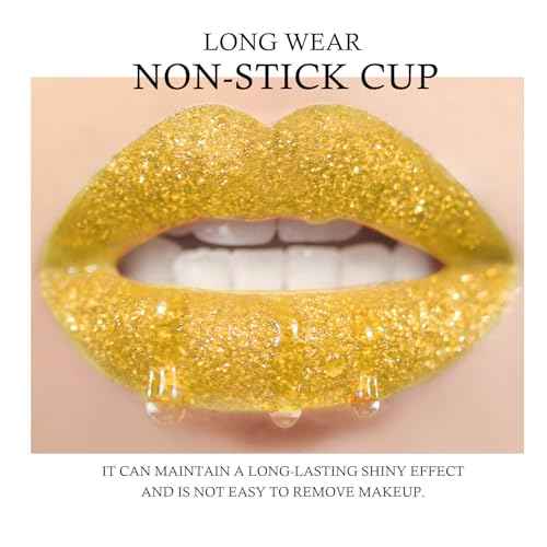 KYDA 3 Colors Glitter Lip Kit, Diamond Metllic High Pigmented Powder for Lips Cosmetics, Glitter Lips Makeup,with Lip Primer and Brush, Long Wear-Set D