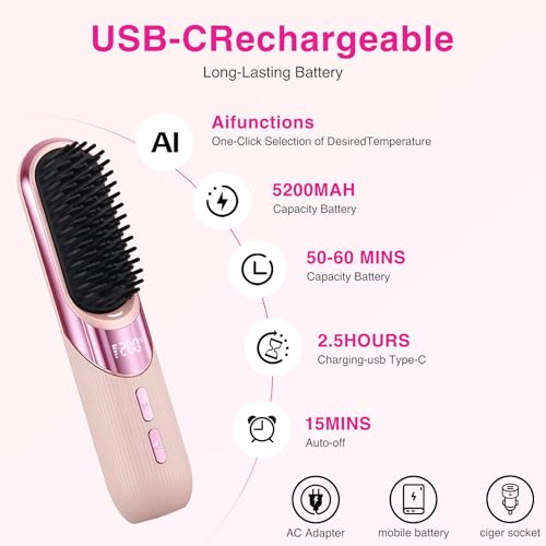 BUFAZO Go Brush Pro Cordless Hair Straightener Brush