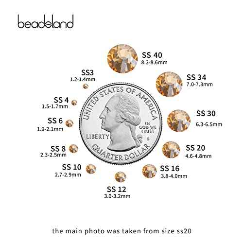 Beadsland 144 Pieces Flat Back Crystal Rhinestones Round Gems, Golden Shadow, SS40, 8.4-8.7mm