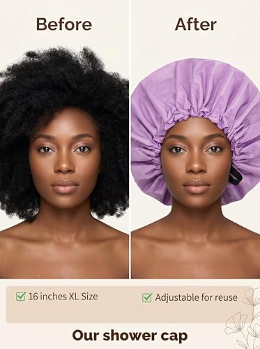 Aquior Adjustable Shower Cap XL - Waterproof Hair Bonnet