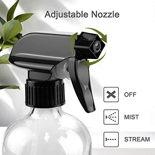 16oz Glass Spray Bottles with Adjustable Nozzle - Refillable