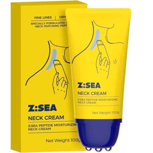 Z:SEA Neck Firming Cream with Roller, Anti-Aging, Hydrating & Tightening (Collagen, Vitamin C, Hyaluronic Acid), 3.52 Fl Oz