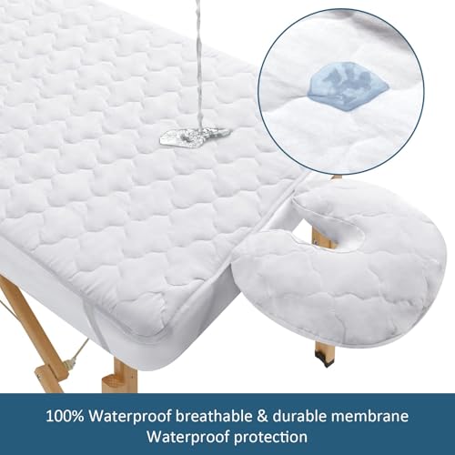 Moonsea 2-Piece Waterproof Massage Table Sheet Set with Face Cradle Cover