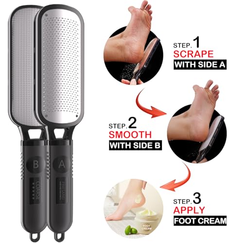 Antonki 2-in-1 Stainless Steel Foot File - Dual Sided Callus Remover Rasp