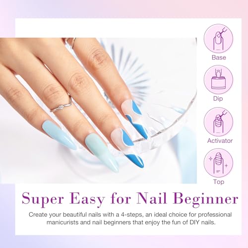 AZUREBEAUTY 170Pcs Dip Powder Nail Kit Starter 36 Colors Pink Red Purple Christmas Dipping Powder with Base/top Coat Activator Dip Liquid Set + Nail Removal Accessories Set for Gift