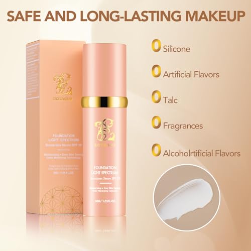 Match Cosmetics Foundation 4 in 1-Light Spectrum,4 in 1 Cosmetics Foundation Liquid with SPF 50+, Concealer Cosmetic Lightweight Makeup, Longwearing & Waterproof for Makeup
