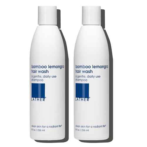 LATHER - Bamboo Lemongrass Hair Wash, 8 fl oz (2-Pack) - Daily Shampoo & Cleanser - Revitalize Hair - Bamboo, Comfrey, Chamomile - Sensitive Skin Safe - Vegan & Cruelty Free - Beauty & Hair Care