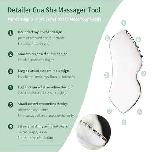 3pcs Stainless Steel Gua Sha Facial Tools & Eye Cream Applicator Metal GuaSha Set for Face Body, Detailer Gua Sha Lymphatic Drainage Massager,Guasha Face Sculpting Tool