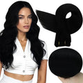 Full Shine 26 Inch Jet Black Remy Human Hair Weft Extensions