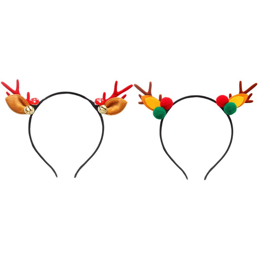 JONKY Christmas Antlers Headband Reindeer Ears Headbands Xmas Headpiece Deer Costume Party Holiday Hair Accessories for Women and Girls(Pack of 2)