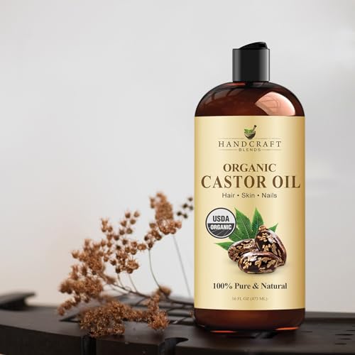 Organic Castor Oil 16 Fl Oz - Pure Nourishing Hair & Skin Moisturizer - Handcraft Blends