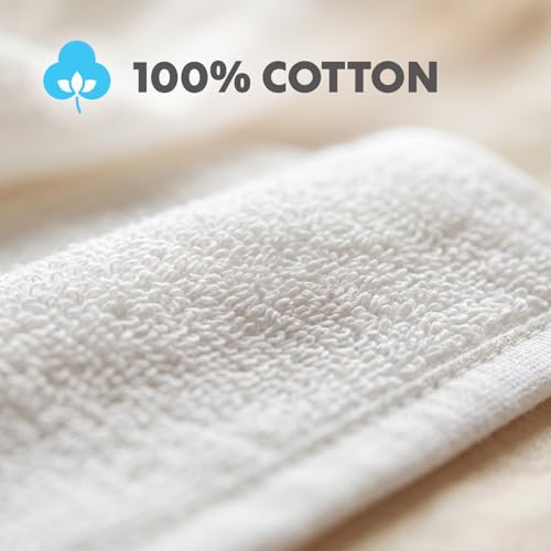 Simpli-Magic Cotton Washcloths White 40 Pack 12”x12” – Soft Absorbent Face Towels (Variation 1)