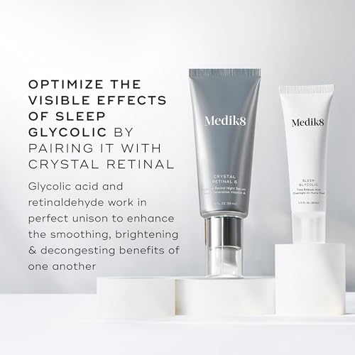Medik8 Sleep Glycolic - Exfoliating Glycolic Acid At Home Face Peel - Night Cream for Face - Night Peel with Glycerin and Korean Clover - 1.0 oz