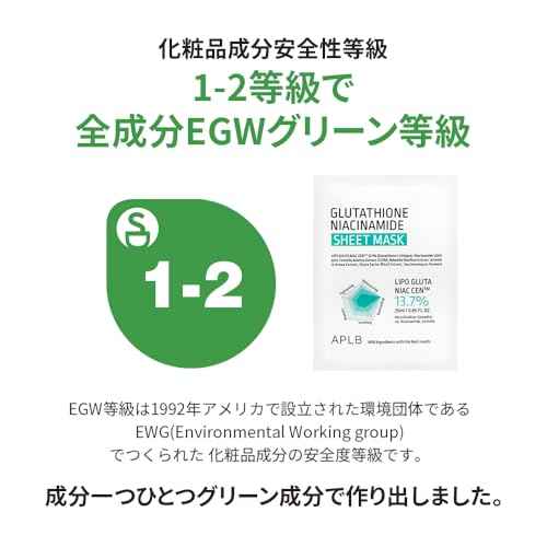 APLB Glutathione Niacinamide Sheet Mask 10pcs | LIPO GLUTA NIAC CEN¢â 13.7% 0.85 FL.OZ/Korean Skincare, Deep hydration & Soothing, Sensitive Skin, Improve skin elasticity