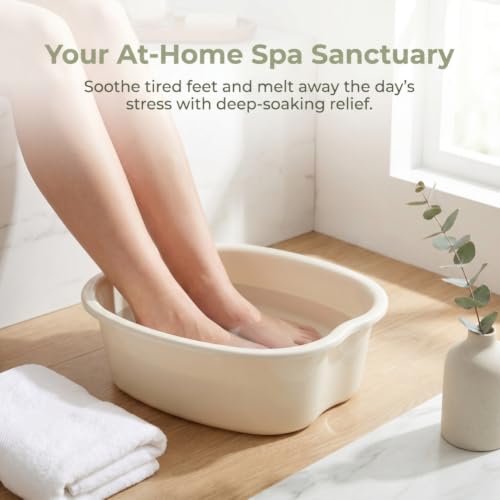 Foot Soaking Tub with Massage Points - Large White Foot Bath for Pedicure & Exfoliation - Home Spa Accessory