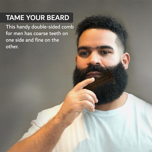Sandalwood Beard Comb for Men ? Pocket-Size Anti-Static Wooden Grooming Comb with Protective Case ? For Beard, Mustache & Hair