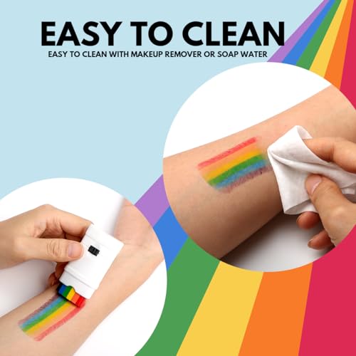 Rainbow Face Paint Stick Set - 3pc Pride Makeup for Festivals
