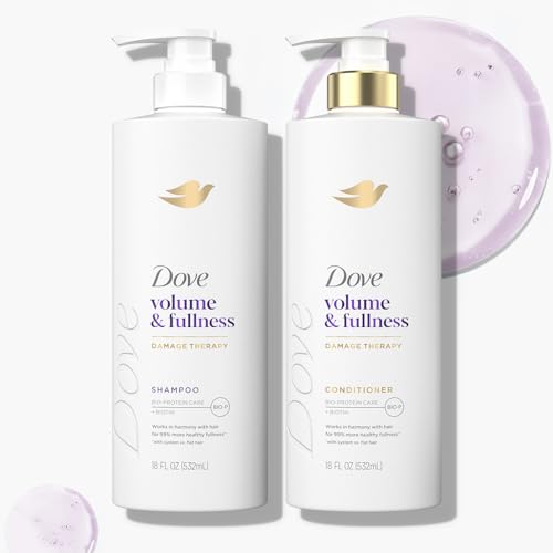 Dove Shampoo and Conditioner Set, Volume & Fullness ? Daily Volumizing Hair Care Formula Infused with Collagen, 18 Oz Ea
