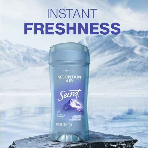 Secret Fresh Antiperspirant Deodorant for Women, 72hr Breathable Sweat & Odor Protection, Instant Freshness & Gentle, PH Balancing Minerals, Clear Gel, Mountain Air Scent, 2.6 oz