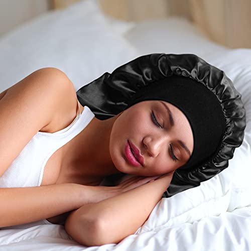 Long Satin Sleep Bonnet for Curly Hair Dreadlocks & Braids - 2 Pack