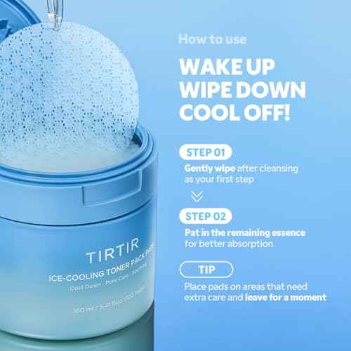TIRTIR Ice-Cooling Icing Toner Pads | -3.76¡ÆC Instant Cool Down for Pore Reducing and Hydrating Korean Skincare (120 Units)