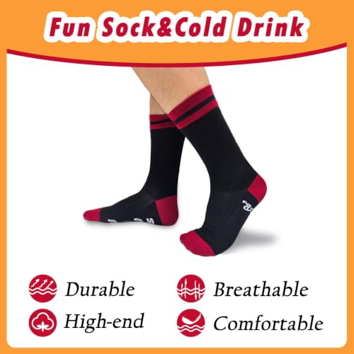 Funny Drinking Theme Crew Socks for Adults - Gifts for Beer & Party Lovers, Shoe Size 10-13
