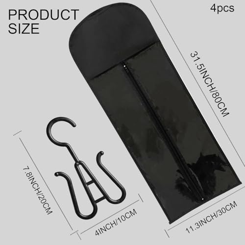 Jonley Extra Long Wig Storage Bags - 4 Pack with Hanger, 31.5in
