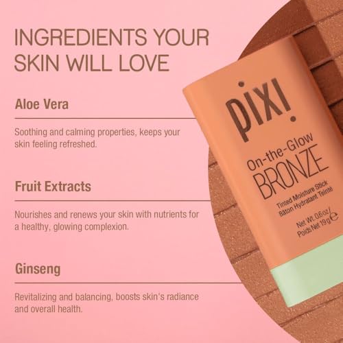 Pixi On-the-Glow Bronze Hydrating Tinted Bronzer Stick, 0.6oz