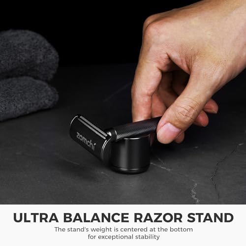 ZOMCHI Double Edge Safety Razor with Razor Stand, [New Version 2.0 ] Men¡¯s Metal Razor with 10 Safety Razor Blades for Men & Women - Matte Black