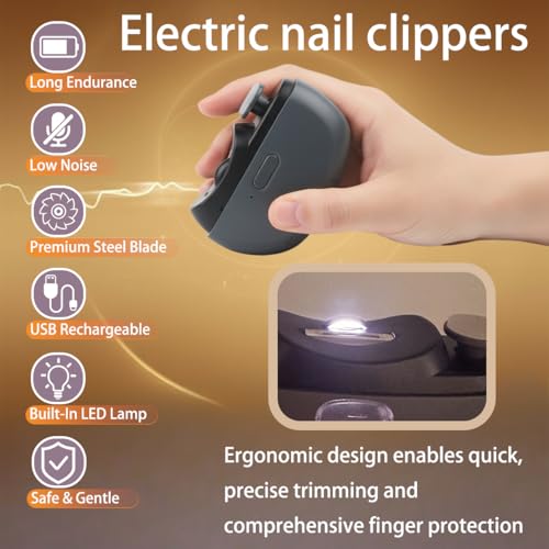 Hqyib Electric Nail Clipper Gray for Safe, Precise Family Nail Care