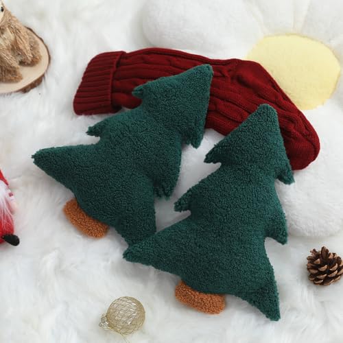 Allorry Christmas Pillows,Christmas Tree Pillow Set of 2 Cute Xmas Tree Shaped Plush Pillow Stuffed Christmas Decor for Party Home Sofa Cushion Bed Decorations(12.2 Inch) WL-006B