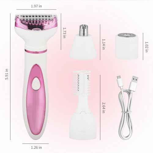 Wet & Dry Electric Razor for Women Men,4 in 1 Rechargeable Led Display Electric Shaver and Facial Hair Remover,Painless Ladies Body Razors for Nose Face Body Leg Bikini Arm Hair