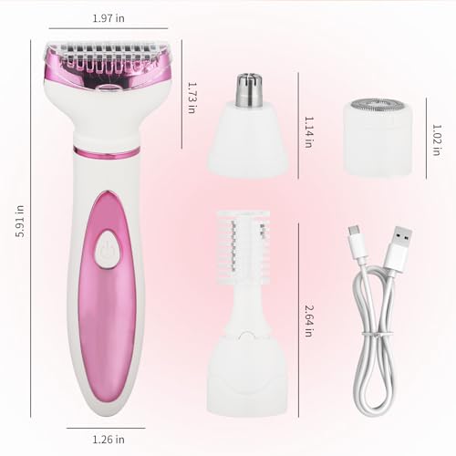 LED Display Electric Razor for Women Men,4 in 1 Rechargeable Wet & Dry Electric Shaver and Facial Hair Remover,2026 Painless Ladies Body Razors for Nose Face Body Leg Bikini Arm Hair (Purple)