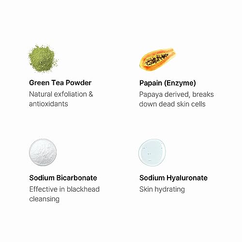 BY WISHTREND Green Tea Enzyme Face Wash - Exfoliating Powder for Sensitive Skin, 3.88 oz