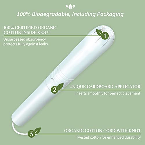 Organyc 100% Organic Cotton Tampons Regular 16 Count with Cardboard Applicator