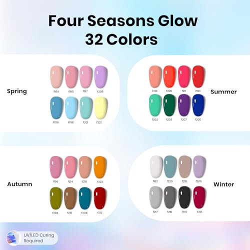 Beetles Gel Nail Polish Kit with UV Light - 54 Pcs Set with 32 Colors