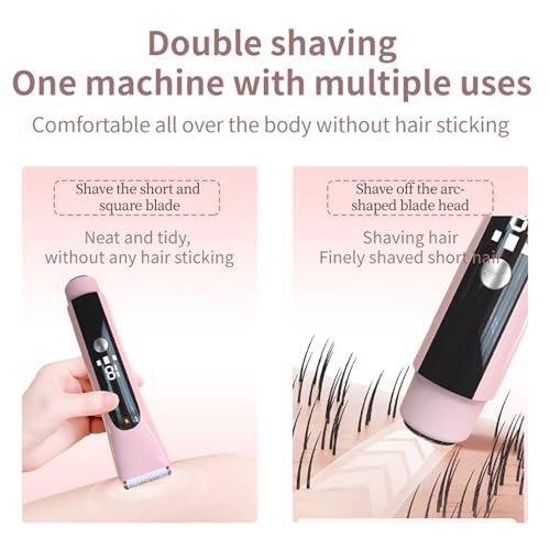 Bikini Trimmer for Women,2 in 1 Dual Head Bikini Shaver & Body Shaver,Cordless & Waterproof Electric Bikini Trimmer for Women, Painless Hair Removal with Silky Glow Finish,New Beige