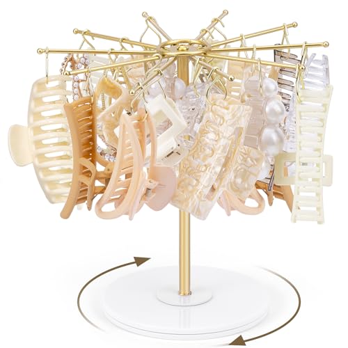 SNOWSTAR Claw Clip Organizer Holder,Vertical 360-Degree Rotating Hair Clip Holder and Storage,Hair Clip Organizer Display Stand for Women and Girls