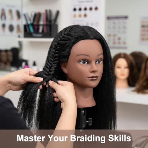 16 Inch Real Hair Mannequin Head with Clamp Stand for Hair Styling