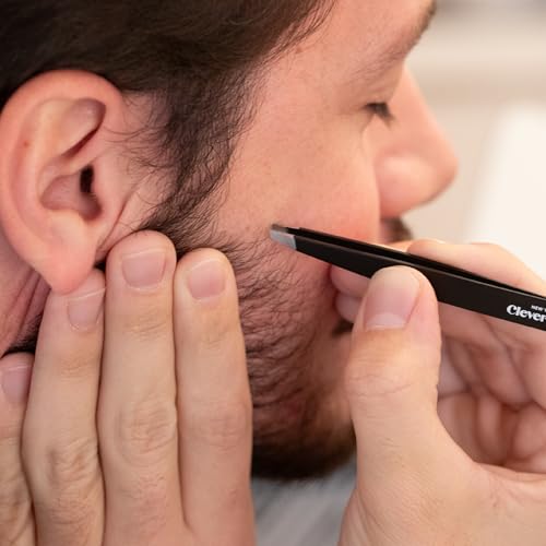 Cleverman Precision Slant Tweezer ? Expert Eyebrow and Facial Hair Removal, Ideal for Ingrown Hair & Splinters, Travel Tweezer