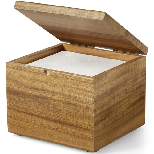 Acacia Wood Face Towel Holder with Lid | Bathroom Storage