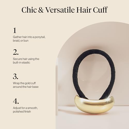 Kitsch Small Gold Hair Cuff – Metal Ponytail Holder with Integrated Elastic