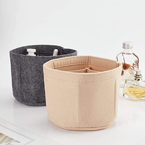 WADORN Felt Purse Organizer Insert, Black (Round, 5.1x4.65in) Materials, Efficient Storage, Practical Design, for LV Cannes & Other Bucket Bags