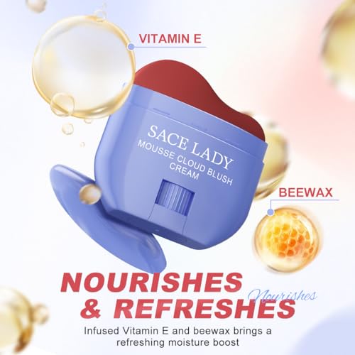 SACE LADY Creamy Blush Face Makeup, No Drying Blusher Cosmetics Pigmented Smooths Nourishes for Lip Eye Cheek Beauty Make Up, 0.31Oz (#03, 0.31Oz)