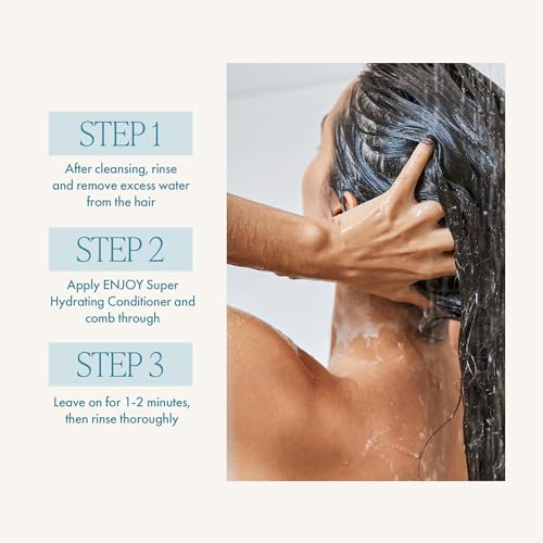 Enjoy Super Hydrate Conditioner, Anti-Frizz Deep Hydration for Weak, Dry, or Curly Hair, Moisture-Restoring Smoothing Formula, pH 4.5-5.5 | 33.8 Fl Oz