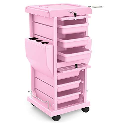 Professional Salon Trolley Cart with 6 Trays, Lockable & Mobile